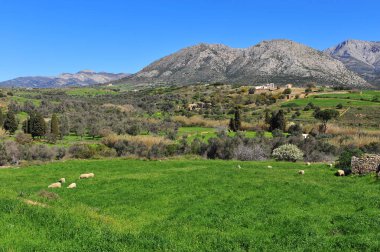 Demeter tapınak altında dağlar, Naxos Island, Yunanistan