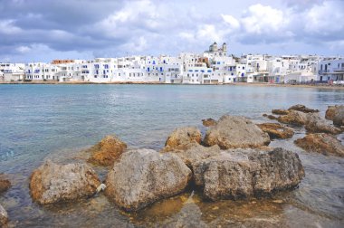 Naoussa geleneksel Yunan village Paros Adası, Kiklad Adaları, Yunanistan