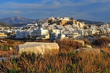 Üstten görünüm od Chora şehir, Naxos Island, Yunanistan