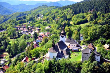 Spania dolina Köyü, düşük Tatras, Slovakya'nın üstten görünüm