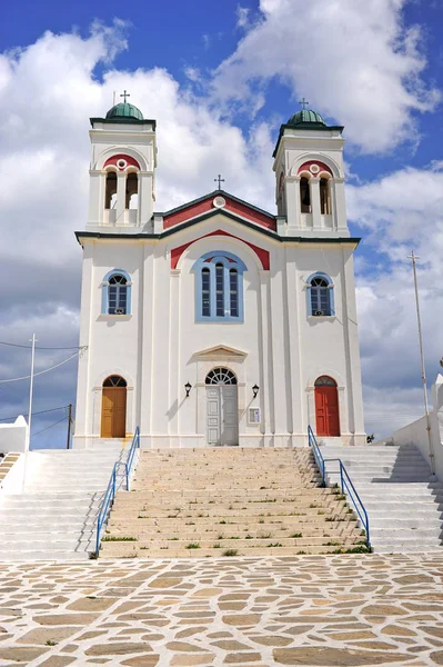 Vertical View Cathedral Naoussa Town Paros Island Cyclades Greece — Stock Photo, Image