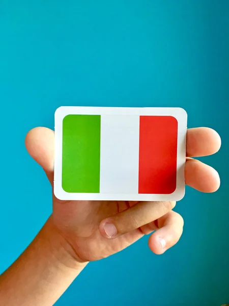 Card National Flag Italy Human Hand — Stock Photo, Image