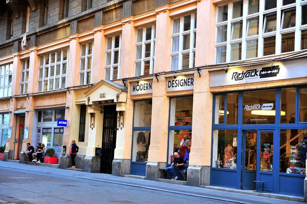 Budapest Hungria Setembro Vista Rua Pedonal Com Lojas Locais Budapeste — Fotografia de Stock