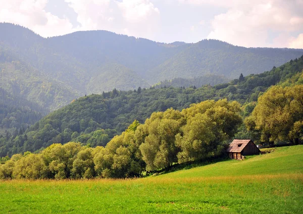 Casa Campagna Montagna Paesaggio Estivo Tatra Slovacchia — Foto Stock