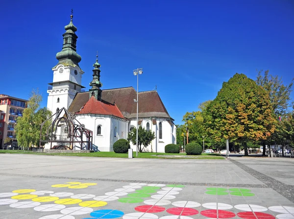 Widok Kościoła Centrum Miasta Zwoleń Słowacja — Zdjęcie stockowe