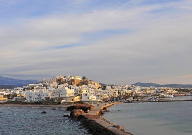 Panorama Chora eski şehir, Naxos Island, Yunanistan
