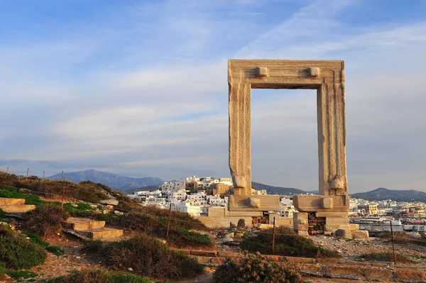 Antik Kemer Panorama Şehrin Naxos Yunanistan — Stok fotoğraf