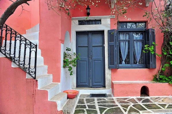 Patio Colorato Stile Tradizionale Isola Naxos Grecia — Foto Stock