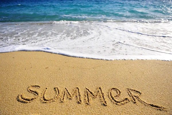 Zomer Teken Achtergrond Met Zand Strand — Stockfoto