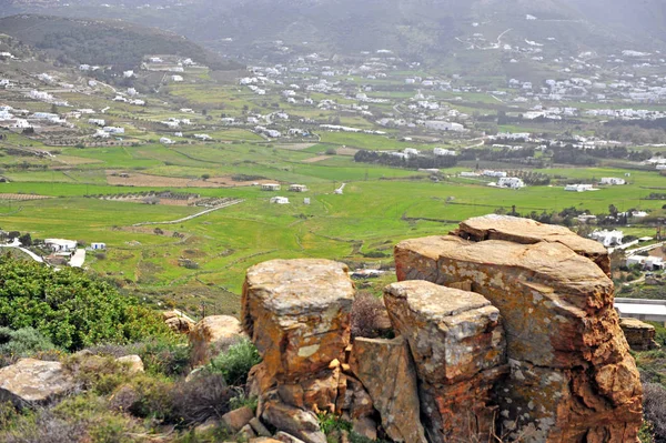 Bovenaanzicht Van Parikia Dorpen Paros Griekenland — Stockfoto