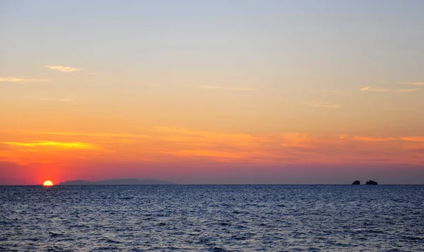 Beau Coucher Soleil Sur Mer Méditerranée Paros Grèce — Photo