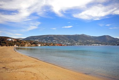 Görünüm Beach Paros Adası, Kiklad Adaları, Yunanistan