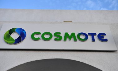PAROS, GREECE - APRIL 5: Logo of Cosmote company on April 5, 2018. Cosmote is the largest mobile network operator in Greece. clipart