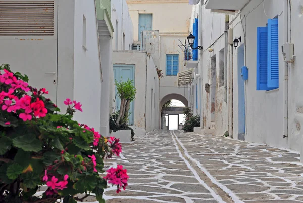 Rua Bonita Estilo Mediterranean Ilha Paros Greece — Fotografia de Stock