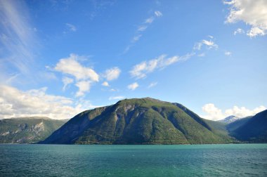 Sognefjord suda güzel yeşil ada