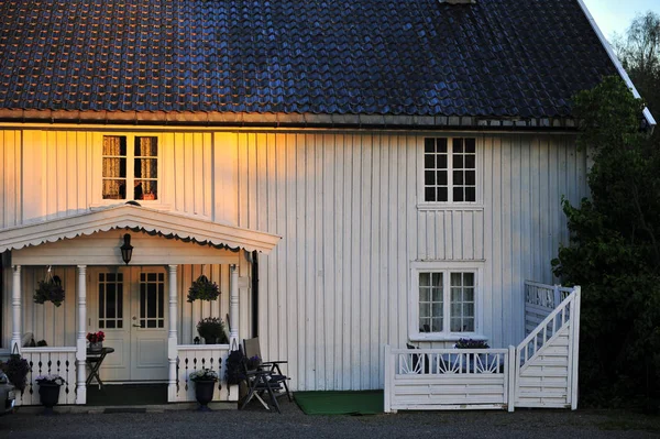 Facade of traditional scandinavian house in Norway