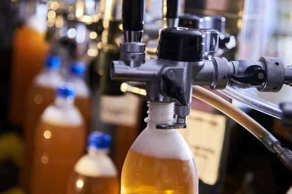 beer equipment close-up. Beer bar on international beer day. Brewing at home.Draught beer stores