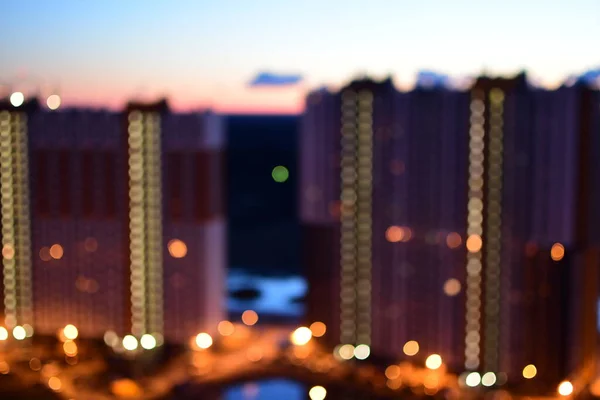 Blurred Midnight City Backgound View Window — Stock Photo, Image