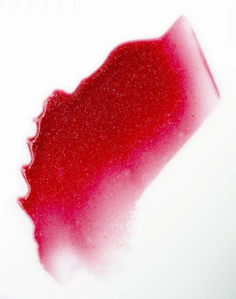 Pembe Lipgloss Beyaz Arka Plan Üzerinde Leke — Stok fotoğraf