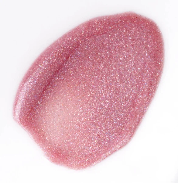 Rózsaszín Lipgloss Piszok Felett Fehér Háttér — Stock Fotó
