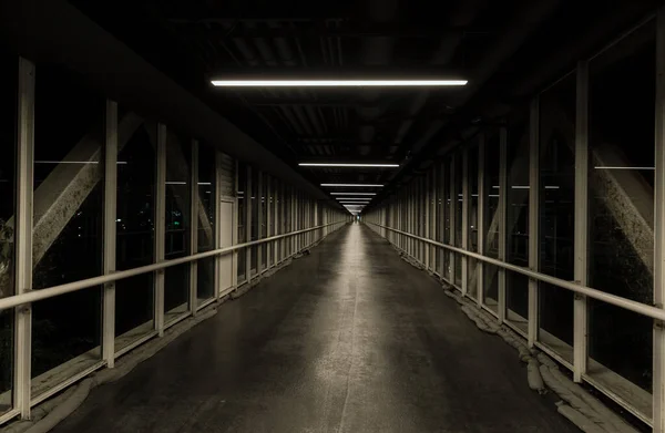 Abstract Amazing View Abandoned Structure Long Dark Hallway Corridor — Stock Photo, Image