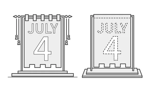 4 Temmuz takvim gün kutsal kişilerin resmi, masaüstü heykelciği. Bize bağımsızlık günü. Vektör — Stok Vektör