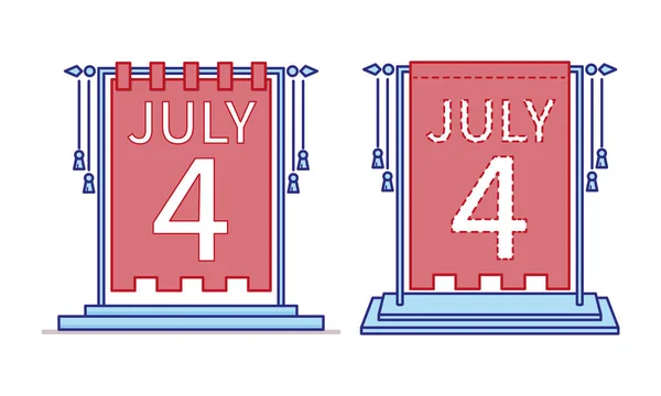 4 Temmuz takvim gün kutsal kişilerin resmi, masaüstü heykelciği. Bize bağımsızlık günü. Vektör — Stok Vektör