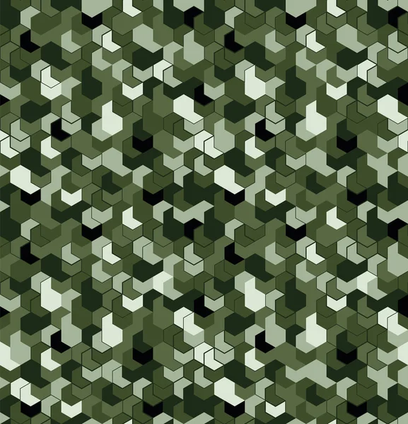 Camuflaje sin costuras en patrón verde con rejilla. Serie de mosaico poligonal para su diseño. Vector — Vector de stock