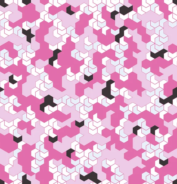 Camuflaje sin costuras en patrón rosa con rejilla. Serie de mosaico poligonal para su diseño. Vector — Vector de stock