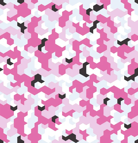 Camuflaje sin costuras en patrón rosa. Serie de mosaico poligonal para su diseño. Vector — Vector de stock