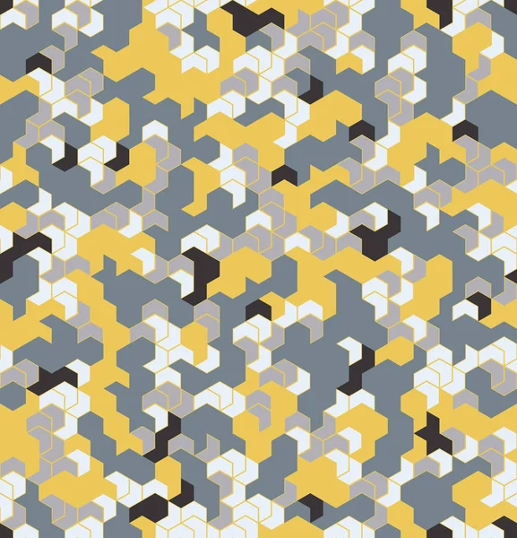 Απρόσκοπτη καμουφλάζ σε κίτρινο μοτίβο με πλέγμα. Πολυγωνικό μωσαϊκό της σειράς για το σχέδιό σας. Διάνυσμα — Διανυσματικό Αρχείο