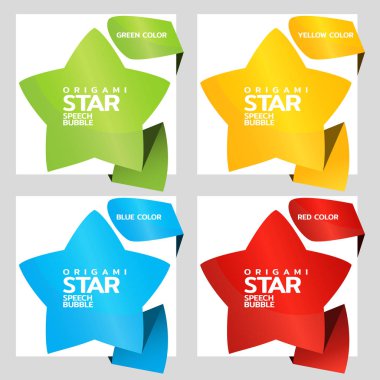 Origami Kağıt afiş yıldız ile dekore edilmiştir. Satış afiş tasarım şablonu ayarlayın. Özel fırsat. İndirim etiketi, rozet, amblem. Web çıkartmaları. Metin için yer ile katalog için fiyat etiketi şablonu