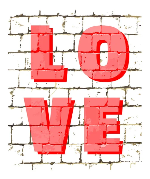 Word Love надруковано на стилізованій цегляній стіні. Текстурований напис для вашого дизайну. Векторні — стоковий вектор