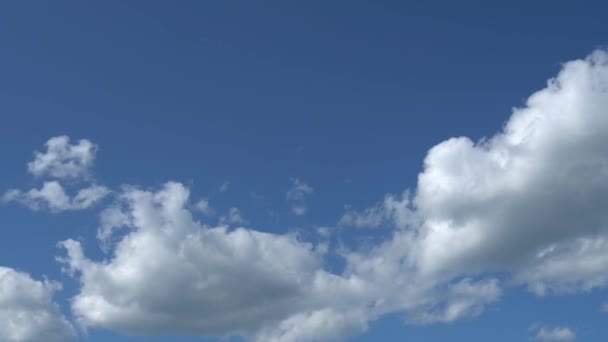 Alleen zomer blauwe hemel met snel bewegende metamorfe witte wolken. Full HD timelapse-opnamen — Stockvideo