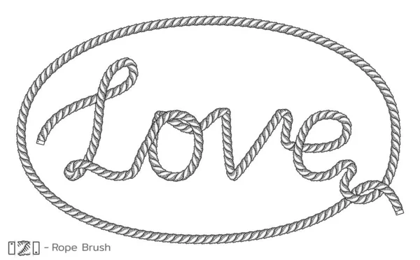 Touw inscriptie Liefde in ovaal frame. Marinier schets ontwerp. Romantisch, trouwdecoratie. Vector — Stockvector