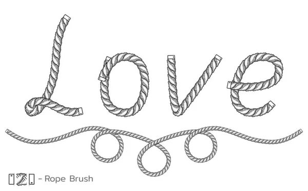 Мотузка напис "Любов". Дизайн морського ескізу. Романтична весільна прикраса. Векторні — стоковий вектор