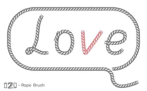 Inscripción de cuerda Amor en la burbuja del habla. Diseño de bocetos marinos. Romántico, decoración de la boda. Vector — Vector de stock