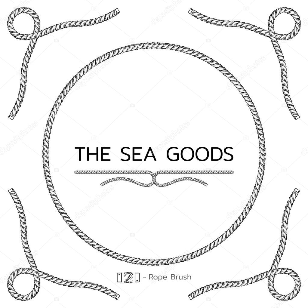 Rope design elements. Frame for text of marine theme. Template for nautical design. Sea speech bubble. Vector