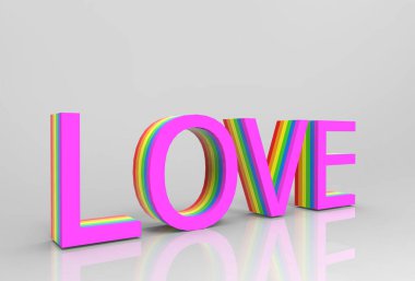3D render. mektup ile lgbtq gökkuşağı desen rengi gri arka plan üzerinde doku olarak de sever.