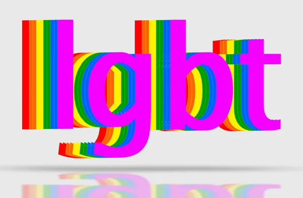 Rendering Rainbow Färgglada Hbt Letter Word Grå Bakgrund — Stockfoto