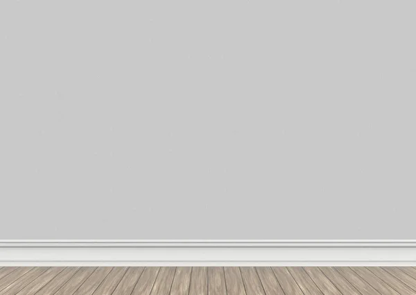 3D render. Boş gri duvar ve ahşap panel arka plan kat.