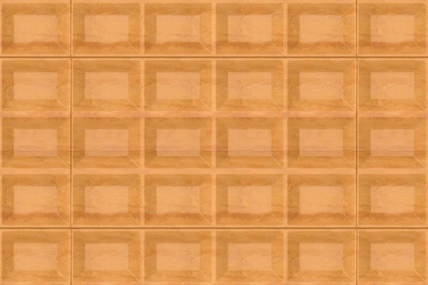 Renderizado Paneles Cuadrados Madera Marrón Patrón Fondo Pared — Foto de Stock