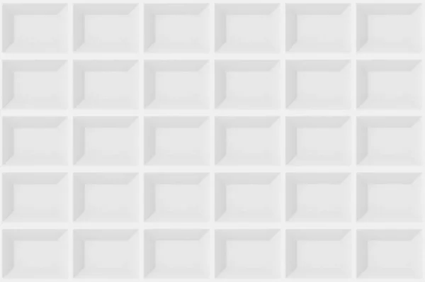 レンダリング 抽象的な白い正方形木製パネル壁の背景 — ストック写真