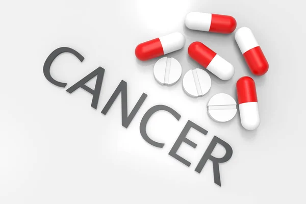 Rendering Pillole Medicinali Trattamento Del Cancro Concetto Backgorund Bianco — Foto Stock