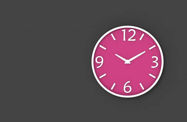 Rendering Victory Sign Time Modern Pink Clock Dark Copy Space — Stock Photo, Image