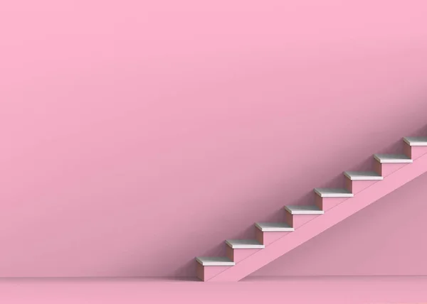 Rendering Sweet Pink Stairs Copy Space Background — Stock Photo, Image