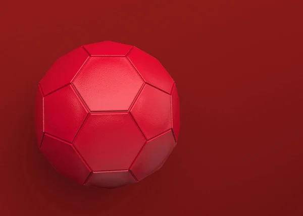 Рендеринг Красный Кожаный Футбол Темном Фоне — стоковое фото