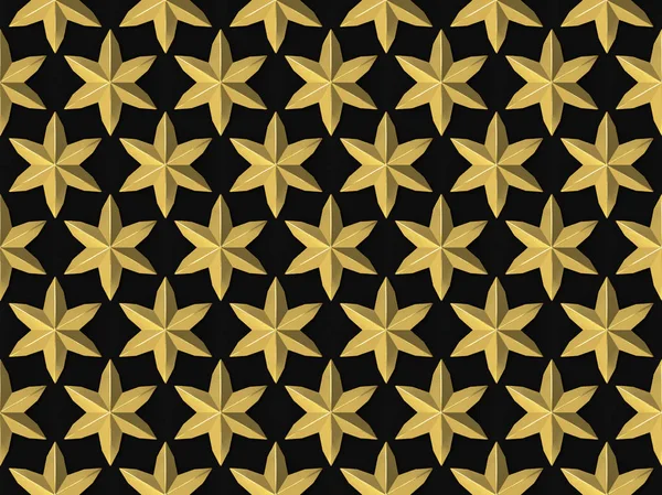 Rendering Seamless Golden Star Shape Pattern Background — Stock Photo, Image
