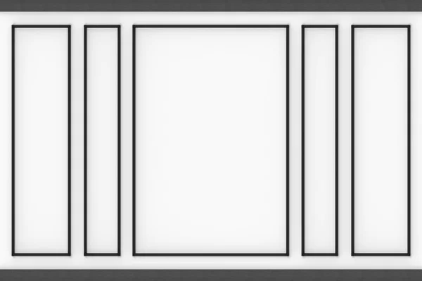 Rendering Zwart Wit Kleurstijl Van Klassieke Moderne Vierkante Frame Muur — Stockfoto