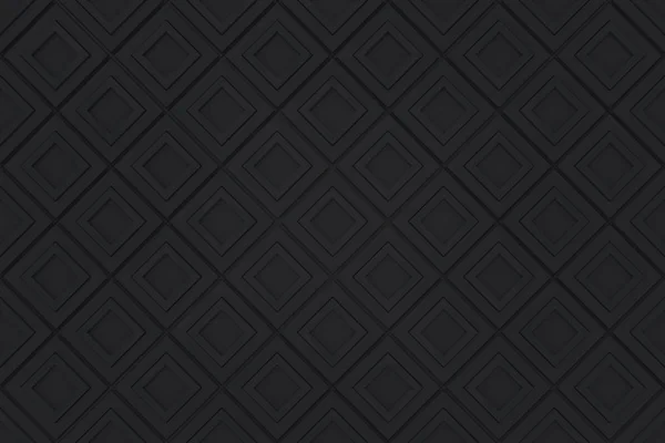 Rendering Seamless Modern Black Diangonal Square Pattern Grid Blocks Wall — Stock Photo, Image